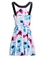 cheap Print Dresses-Women&#039;s Party Plus Size Loose Sheath Skater Dress - Print Backless Flower Halter Neck Summer Blue
