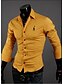 cheap Men&#039;s Tops-Men&#039;s Plus Size Solid Colored Shirt Daily Formal Work Yellow / Navy Blue / Khaki / Green / Beige / Long Sleeve