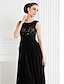 cheap Mother of the Bride Dresses-A-Line Scoop Neck Floor Length Chiffon / Lace Mother of the Bride Dress with Lace by LAN TING BRIDE®