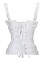 cheap Corsets &amp; Shapewear-Corset Women&#039;s White Beige Spandex Overbust Corset Lace Up Jacquard