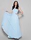 cheap Bridesmaid Dresses-Sheath / Column Scoop Neck Floor Length Chiffon Bridesmaid Dress with Draping by LAN TING BRIDE®