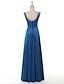 cheap Evening Dresses-A-Line V-neck Floor Length Satin Formal Evening Dress with Beading by VIVIANS BRIDAL