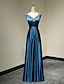 cheap Evening Dresses-A-Line V-neck Floor Length Satin Formal Evening Dress with Beading by VIVIANS BRIDAL