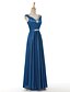 cheap Evening Dresses-A-Line V-neck Floor Length Satin Formal Evening Dress with Beading by VIVIANS BRIDAL