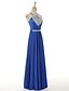 cheap Evening Dresses-A-Line Sparkle &amp; Shine Keyhole Formal Evening Dress Halter Neck Sleeveless Floor Length Satin with Beading 2021