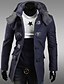 cheap Men&#039;s Jackets &amp; Coats-Men&#039;s Fall Winter Coat Daily Weekend Hooded Regular Solid Colored Long Sleeve Wool Navy Blue M / L / XL / Slim