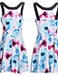 cheap Print Dresses-Women&#039;s Party Plus Size Loose Sheath Skater Dress - Print Backless Flower Halter Neck Summer Blue