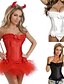 cheap Corsets &amp; Shapewear-Corset Women&#039;s Black White Red Overbust Corset Lace Up Patchwork