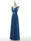 cheap Evening Dresses-A-Line V-neck Floor Length Satin Formal Evening Dress with Beading by VIVIANS BRIDAL