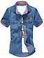 cheap Men&#039;s Shirts-Men&#039;s Solid CasualCotton Short Sleeve Blue