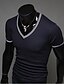baratos Camisas &amp; Regatas para Homem-Masculino Camiseta Outros Cor Solida Manga Curta Casual-Preto / Azul / Cinza