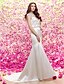 Χαμηλού Κόστους Νυφικά Φορέματα-Τρομπέτα / Γοργόνα Φορεματα για γαμο Με Κόσμημα Ουρά Σατέν Τούλι Αμάνικο Λάμψη &amp; Στυλ με Χάντρες Κουμπί 2021