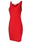 tanie Sukienki damskie-Damskie Czerwony Ciemnoszary Sukienka Lato Codzienny Bodycon Solidne kolory Dekolt w kształcie litery U Czarny S M Rurki / Bawełna