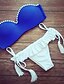 preiswerte Badekleidung für Damen-Damen Bademode Bikinis Badeanzug Rüsche Blau Stirnband Trägerlos Badeanzüge / Sexy