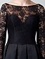 cheap Prom Dresses-A-Line Illusion Neck Knee Length Lace Little Black Dress Cocktail Party / Prom Dress with Lace by TS Couture®