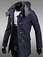 cheap Men&#039;s Jackets &amp; Coats-Men&#039;s Fall Winter Coat Daily Weekend Hooded Regular Solid Colored Long Sleeve Wool Navy Blue M / L / XL / Slim