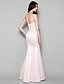 cheap Bridesmaid Dresses-Mermaid / Trumpet Bridesmaid Dress Sweetheart Sleeveless Elegant Floor Length Satin / Lace with Lace / Bow(s) / Criss Cross 2023