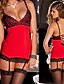 cheap Sexy Lingerie-Women&#039;s Babydoll &amp; Slips Garters &amp; Suspenders Matching Bralettes Nightwear Patchwork Red / Velvet / Satin &amp; Silk / Ultra Sexy / Uniforms &amp; Cheongsams