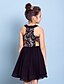 cheap Junior Bridesmaid Dresses-A-Line Jewel Neck Knee Length Chiffon / Sequined Junior Bridesmaid Dress with Sequin / Natural