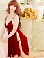 cheap Nightgowns &amp; Sleepshirts-Women&#039;s Split Super Sexy Suits Nightwear Solid Colored Red / Beige S M L