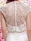 Χαμηλού Κόστους Νυφικά Φορέματα-Τρομπέτα / Γοργόνα Φορεματα για γαμο Με Κόσμημα Ουρά Σατέν Τούλι Αμάνικο Λάμψη &amp; Στυλ με Χάντρες Κουμπί 2021
