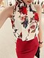 voordelige Damestanktops &amp; hemdjes-Women&#039;s Butterfly Sleeves Tank Top - Floral Ruched Turtleneck / Summer