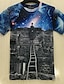 preiswerte 3D-T-Shirt für Männer-The End Nigh Herren-Grafikshirt, Beginning Near 3D | Blaues Sommer-Baumwoll-T-Shirt, Galaxy Royal, täglicher Sport, kurzärmlig, bedruckt, Kleidung, normale Passform