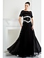 cheap Mother of the Bride Dresses-A-Line Scoop Neck Floor Length Chiffon / Lace Mother of the Bride Dress with Beading by LAN TING BRIDE®