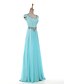 cheap Evening Dresses-A-Line Scoop Neck Floor Length Chiffon Sparkle &amp; Shine Formal Evening Dress with Beading by