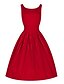 Χαμηλού Κόστους Γυναικεία Φορέματα-Γυναικεία Φαρδιά Φόρεμα μέχρι το γόνατο - Αμάνικο Κόκκινο Μονόχρωμο Πλισέ Βίντατζ Βαμβάκι Μαύρο Κόκκινο Πράσινο Χακί Μπλε Τ M L XL XXL