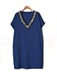cheap Plus Size Dresses-Women&#039;s Plus Size Black Dark Blue Dress Casual Summer Daily Weekend Shift Solid Colored V Neck Beaded XL XXL Loose