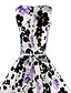 זול שמלות וינטאג&#039;-בגדי ריקוד נשים סקייטר\מחליקה על הקרח ללא שרוולים פרחוני קפלים כל העונות וינטאג&#039; ליציאה סגול