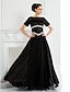cheap Mother of the Bride Dresses-A-Line Scoop Neck Floor Length Chiffon / Lace Mother of the Bride Dress with Beading by LAN TING BRIDE®
