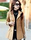 abordables Manteaux &amp; Trenchs Femme-Manteau Femme,Couleur Pleine Grandes Tailles Vintage Manches Longues Col de Chemise Bleu Rouge Jaune Laine Coton Autres Epais Hiver