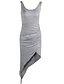 cheap Women&#039;s Dresses-Women&#039;s Club Asymmetrical Bodycon Dress - Solid Colored Backless / Split Strap / U Neck Summer Cotton Gray