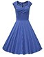 cheap Vintage Dresses-Women&#039;s Daily Loose Sheath Skater Dress - Polka Dot Pleated Spring Blue Light Blue