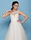 お買い得  ウェディングドレス-Wedding Dresses A-Line Scoop Neck Sleeveless Court Train Lace Bridal Gowns With Beading Appliques 2023 Summer Wedding Party, Women&#039;s Clothing