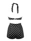 tanie Bikini-Damskie Retro Wysoka talia Kropka Retro Wysoki stan Halter Czarny Czerwony Bikini Stroje kąpielowe - Groszki Czarny / Push-up