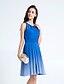 cheap Bridesmaid Dresses-A-Line Bridesmaid Dress Scoop Neck Sleeveless Knee Length Chiffon with Ruched
