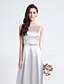 cheap Bridesmaid Dresses-Sheath / Column Bridesmaid Dress Scoop Neck Sleeveless Elegant Floor Length Satin with Pleats