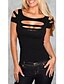 cheap Women&#039;s T-shirts-Women&#039;s Off The Shoulder/Cut Out Sexy Casual Cute Plus Sizes Micro Elastic Short Sleeve Regular T-shirt (Cotton)