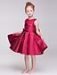 cheap Flower Girl Dresses-A-Line Knee Length Flower Girl Dress - Polyester Sleeveless Jewel Neck with Bow(s) Sash / Ribbon Pleats by LAN TING BRIDE®