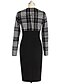 cheap Women&#039;s Dresses-Women&#039;s Work Bodycon Dress - Plaid Spring Cotton Black L XL XXL