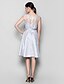 cheap Bridesmaid Dresses-A-Line Scoop Neck Knee Length Lace Bridesmaid Dress with Lace by LAN TING BRIDE® / See Through