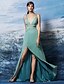 cheap Special Occasion Dresses-Sheath / Column Dress Formal Evening Sweep / Brush Train V Neck Sleeveless Georgette with Crystals 2022