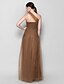cheap Bridesmaid Dresses-Fit &amp; Flare Bridesmaid Dress One Shoulder Sleeveless Elegant Floor Length Tulle with Criss Cross