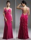 cheap Special Occasion Dresses-Sheath / Column Beautiful Back Dress Prom Formal Evening Floor Length Sleeveless Straps Chiffon with Beading Cascading Ruffles 2024