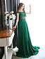 cheap Special Occasion Dresses-A-Line Keyhole Formal Evening Dress Boat Neck Sleeveless Court Train Chiffon with Beading Appliques 2020