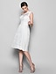 cheap Bridesmaid Dresses-A-Line One Shoulder Knee Length Lace Bridesmaid Dress with Lace by LAN TING BRIDE® / Open Back