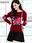cheap Women&#039;s Sweaters-Women&#039;s Flower Floral Long Sleeve Regular Pullover Sweater Jumper, Round Neck Fall Cotton Black / Wine / Fuchsia